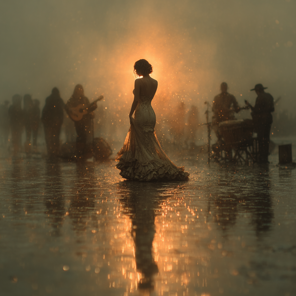 El Sudamericano — figure with hat among golden sparkles